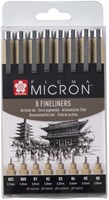 Sakura feutres noirs set - Pigma Micron étui 8 pièces noir