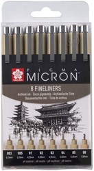Sakura feutres noirs set - Pigma Micron étui 8 pièces noir