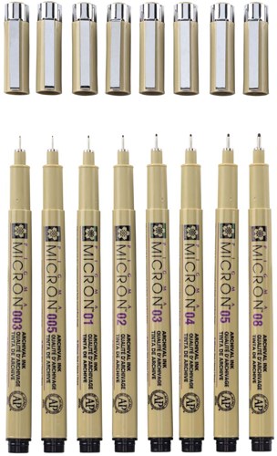 Sakura feutres noirs set - Pigma Micron étui 8 pièces noir-2