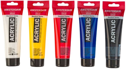 Bruynzeel set de peinture acrylique - 5 couleurs - tubes 120ml - peinture-2