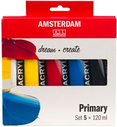 Bruynzeel set de peinture acrylique Amsterdam Standard Series 5x120ml couleurs primaires