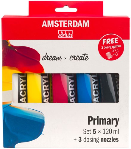 Bruynzeel set de peinture acrylique 5 couleurs 120ml + bouchons doseurs