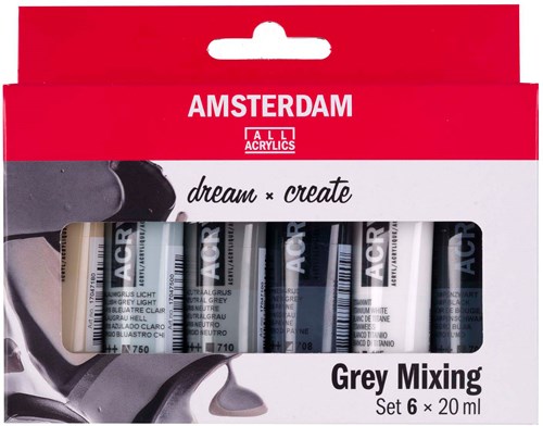 Bruynzeel set de peinture acrylique nuances de gris 6 x 20 ml pour peinture