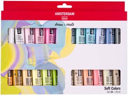 Bruynzeel peinture acrylique set couleurs douces 24 tubes pastel 20ml adulte