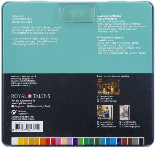 Bruynzeel crayons aquarellables set Rijksmuseum 24 couleurs boîte Van Gogh-2