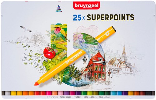 Bruynzeel feutres super pointe set 25 couleurs avec stylo effaceur
