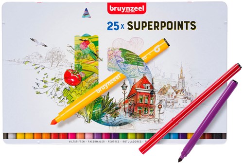 Bruynzeel feutres super pointe set 25 couleurs avec stylo effaceur-2