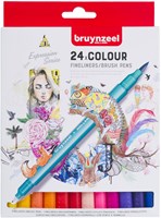 Bruynzeel set de feutres fineliner brush - 24 couleurs pour dessiner