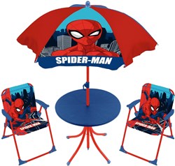 Lobbes ensemble de jardin pour enfants Spiderman avec table, chaises et parasol