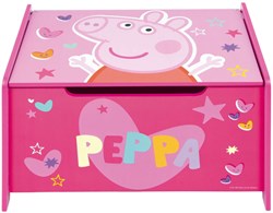 Lobbes coffre à jouets en bois Peppa Pig rose banc enfant boîte de rangement
