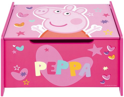 Lobbes coffre à jouets en bois Peppa Pig rose banc enfant boîte de rangement
