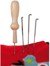 Filges set d'aiguilles à feutrer - manche en bois et 4 aiguilles