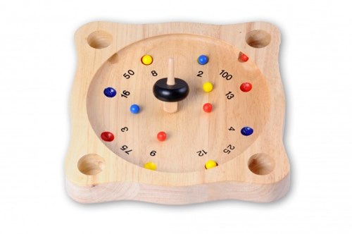 HOT Sports + Toys jeu de roulette tyrolienne en bois avec toupie et billes