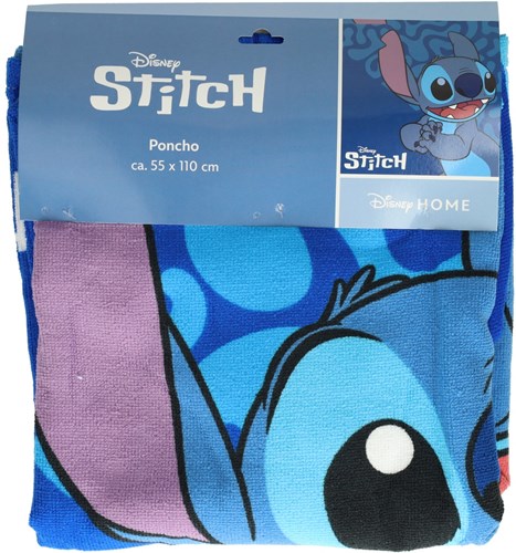 Poncho serviette Stitch bleu 55x110cm - poncho de bain enfant