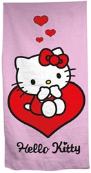 Lobbes Hello Kitty drap de plage cœur 70x140 cm - serviette enfant