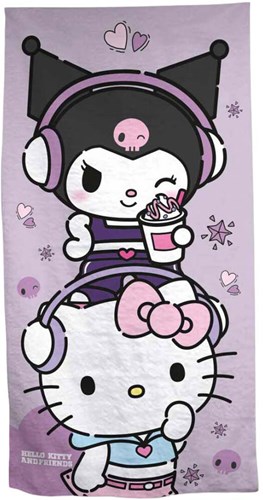 Lobbes drap de plage Hello Kitty & Kuromi - 70x140 cm - séchage rapide