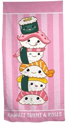 Lobbes drap de plage sushi rose 70x140 cm polyester séchage rapide