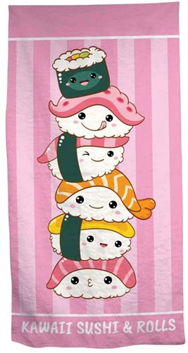Lobbes drap de plage sushi rose 70x140 cm polyester séchage rapide