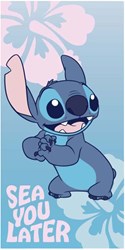 Lobbes drap de plage Stitch bleu 70x140 cm - serviette Disney