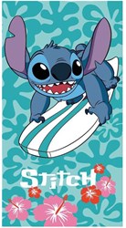Lobbes Drap de plage Stitch surf 70x140 cm serviette Disney bleu