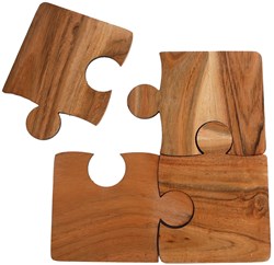 Sous-verre puzzle bois d'acacia 4 pièces marron pour boissons
