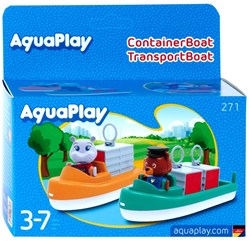 Aquaplay bateau porte-conteneurs - set de bateaux jouets de transport avec figurines