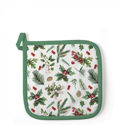 Ambiente manique winter greenery blanc - textile de cuisine Noël