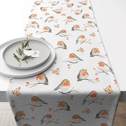 Ambiente chemin de table rouge-gorge 40x150 décoration hivernale