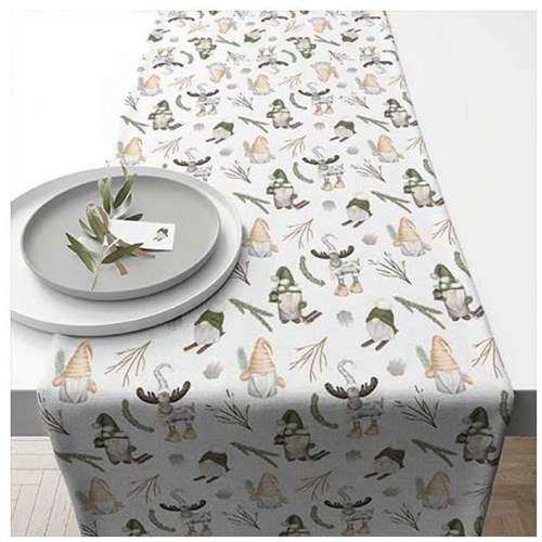Ambiente chemin de table Noël gnomes 40x150cm décoration festive