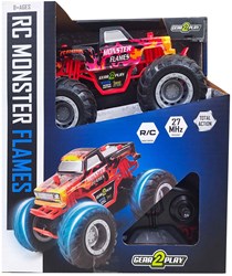 Voiture télécommandée RC Monster Truck Big Wheels - Monster Flames - Rouge