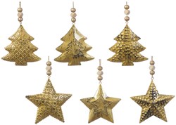 Décoration de Noël Decoris fer or antique sapin 1x10x14cm