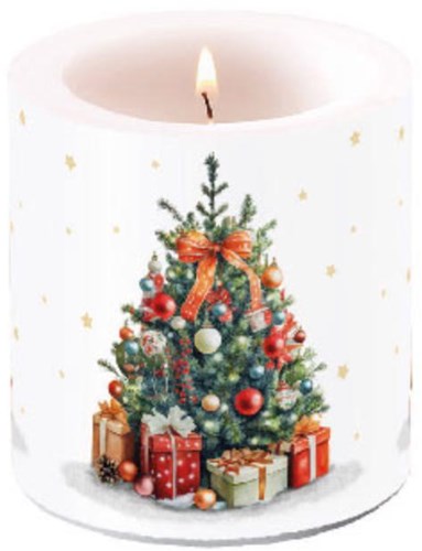 Ambiente bougie décoration sapin de Noël petite - bougie pilier blanche
