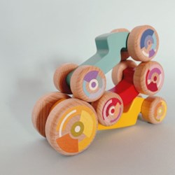 Bajo voiture jouet en bois 3ple car multicolore éducative
