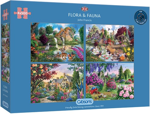 Gibsons puzzle Flora & Fauna - 4 x 500 pièces puzzle animaux