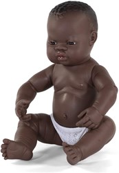 Miniland Poupée Bébé Garçon Africain 40cm Parfum Vanille Poupée Brune