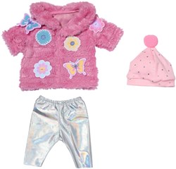 BABY born vêtement poupée manteau teddy rose 43cm - veste douce pour poupée