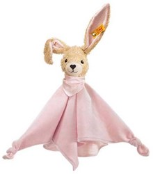 Steiff doudou lapin Hoppel rose - couverture bébé peluche 28 cm