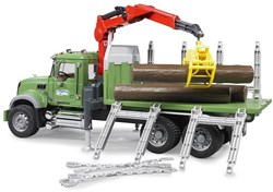 Bruder camion MACK transport de bois avec grue et 3 rondins