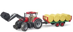 Bruder Bruder Case tractor IH Optum 300 CVX met voorlader en balentransport incl. 8 balen