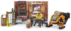 Bruder Bworld chalet de montagne motoneige set de jeu hiver