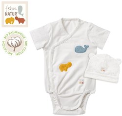 Fehn body et bonnet bébé coton bio 62/68 unisexe
