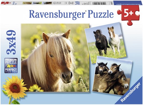 Ravensburger puzzle poneys puzzle enfants 3x49 pièces chevaux