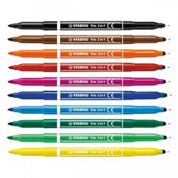 STABILO Trio 2 en 1 - stylo feutre - pointes fine et épaisse - étui de 10 couleurs