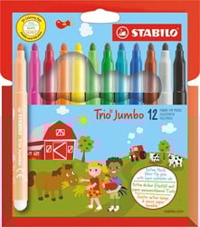 Stabilo feutre Trio Jumbo avec pointe extra épaisse 3,0 mm - étui 12 couleurs