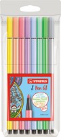 Stabilo étui premium feutres 8 couleurs pastel pen 68