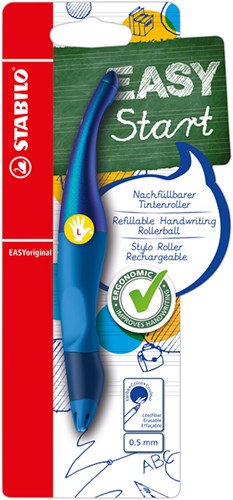 Stabilo stylo roller ergonomique holographique bleu gaucher rechargeable