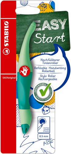 Stabilo stylo roller ergonomique droitier pastel menthe bleu rechargeable