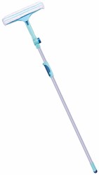 Leifheit raclette à vitres manche télescopique - nettoyeur de vitres 4-en-1 avec bouton rotatif