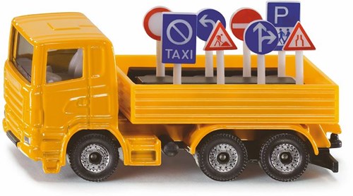 Siku camion jouet avec panneaux de signalisation - entretien routier
