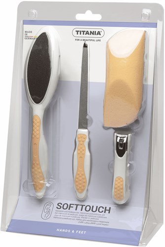 Titania set manucure et pédicure - soin des ongles 4 pièces rose orange